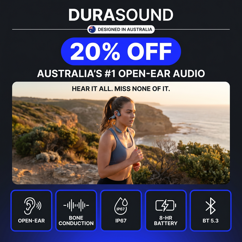Durasound Open Run — 20% off, Australia's #1 open-ear audio